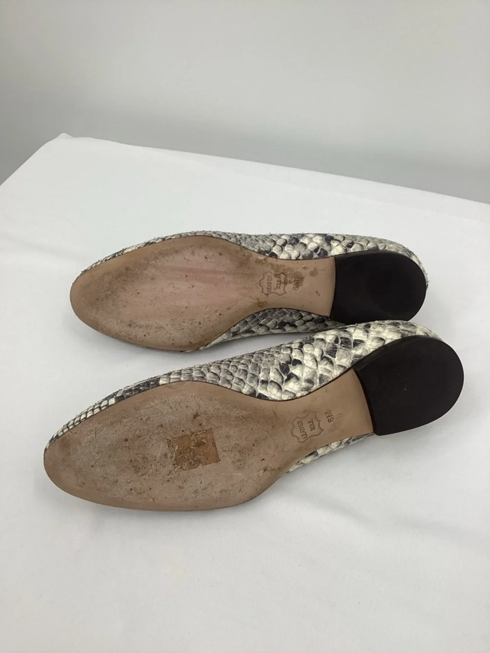 Tory Burch Georgia Snake-Print Ballet Flats with Gold Logo